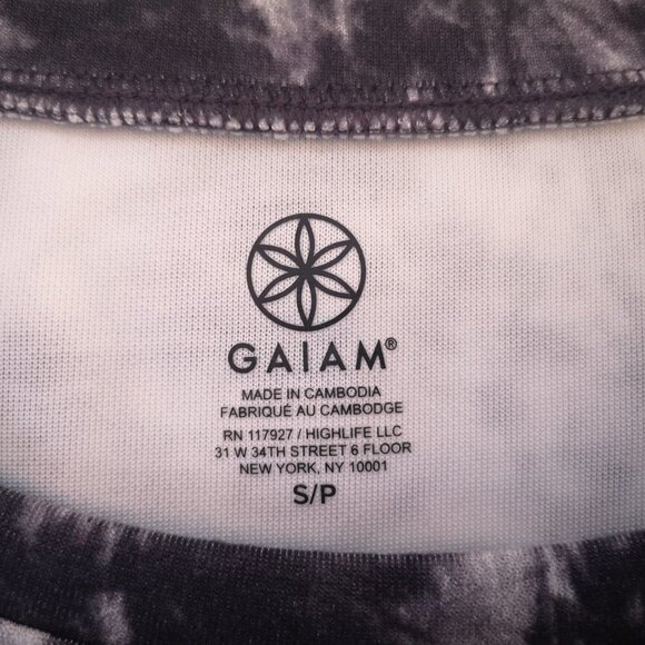 Gaiam Ladies Size Small Sleeveless Black Grey & White Tie Dye Pattern Dress - Picture 3 of 7